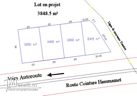 Terrain terrain de 1000 m² à la route ceinture Hammamet Nabeul Hammamet - Menzili.tn