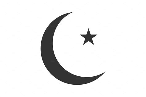 Star And Crescent Moon Glyph Icon Illustrator Graphics Creative Market