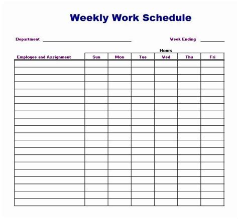 Weekly Work Schedule Template Elegant Weekly Work Schedule Template 8