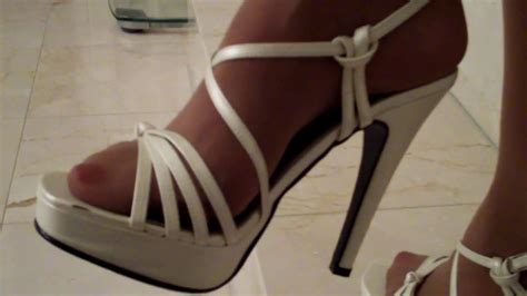 Pantyhose Feet And Toes With White Slingback High Heels Youtube