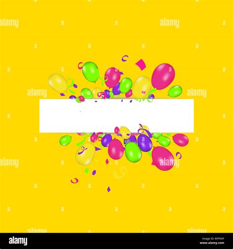 Blank Banner With Color Balloons And Confetti Vector Festive