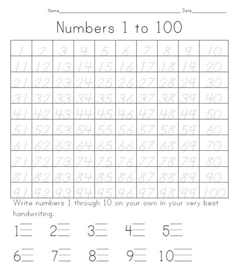 Free Printable Tracing Numbers 1 100 Printable Word Searches