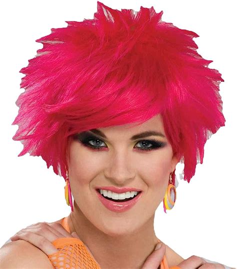 forum novelties women s pop 80 s punk rocker costume wig pink one size clothing