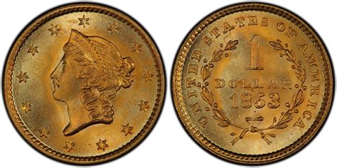 1853 G1 Regular Strike Gold Dollar Pcgs Coinfacts