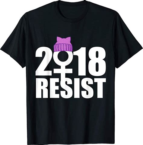 Womens March 2018 Shirt Resist Pussy Cat Hat Feminist Tee