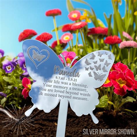 Personalized Butterfly Memorial Plaque With Stake Mirrored Etsy