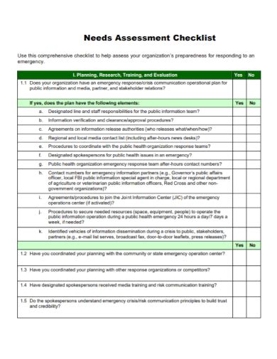 Sample Assessment Checklist