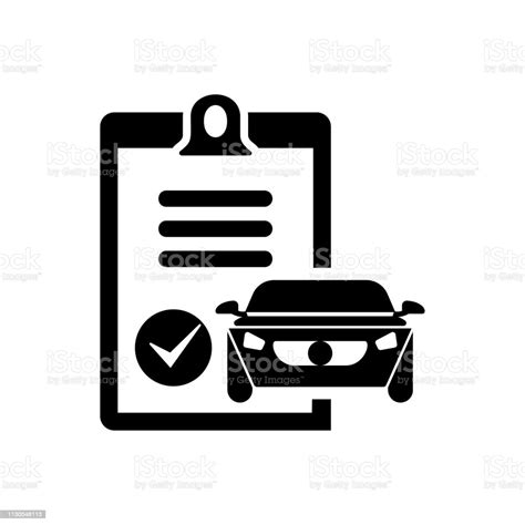 araba sigorta ajansı simge vektör araba kredi anlaşması belge simgesi siyah stok vektör sanatı