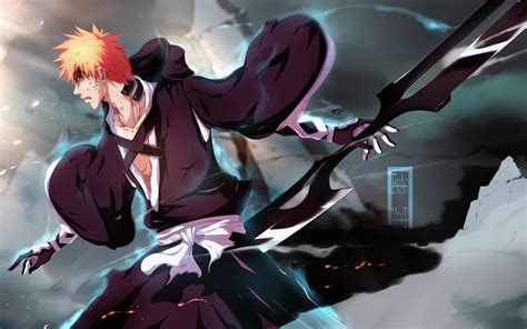 Kurosaki Ichigo Bleach Anime Boys Weapon Orange Hair Hd Wallpapers