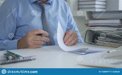 Businessman Sign Financial Documents In Accounting Office