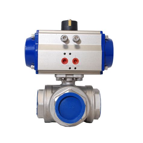 3 Way L Type Stainless Steel Ball Valve With Pneumatic Actuator Model Nst Pa3yl Pnosan