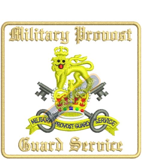 Military Provost Guard Service Badge Embroidery Design