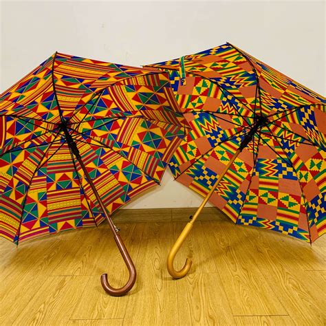 African Umbrella Windproof Uv Ankara Print Umbrellas Kente Printing Sun
