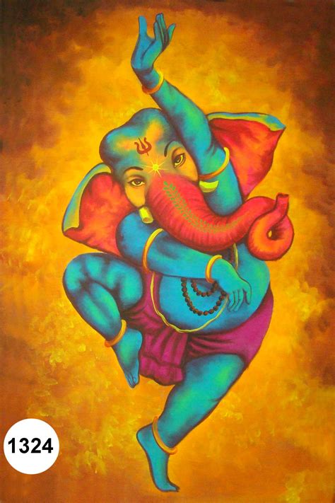 Dancing Ganesh Ji Fluorescent Painting Glow In Dark Uv Glow 1324