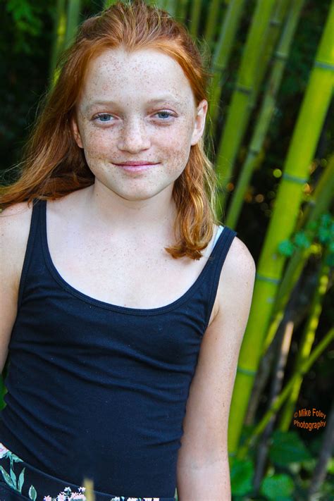 Ginger Hair Pre Teen Young Girl With Lots Of Freckels 12 Year Old