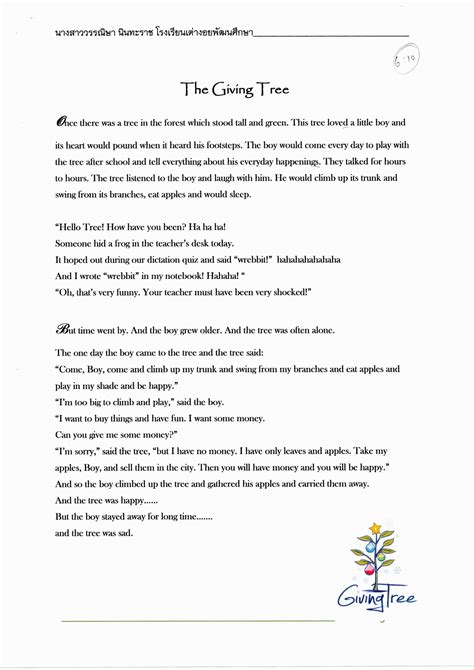 The Giving Tree Story Telling Script Kroo Scott English Lessons