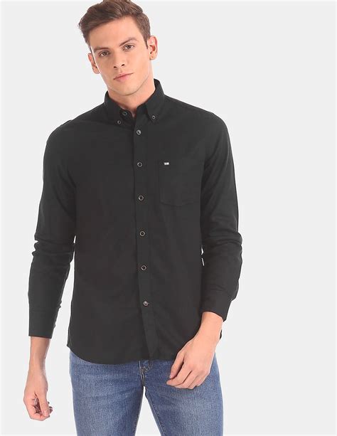Buy Arrow Sports Button Down Collar Solid Cotton Casual Shirt