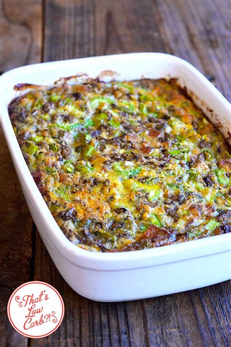 Most calories are from protein and fat, with a smaller portion of carbohydrates (carbs). Low Carb Bacon Asparagus Breakfast Casserole Recipe