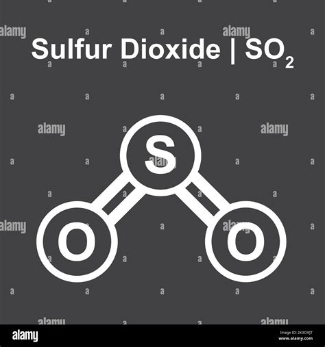 Molecular Model Of Sulfur Dioxide So2 Molecule Vector Illustration