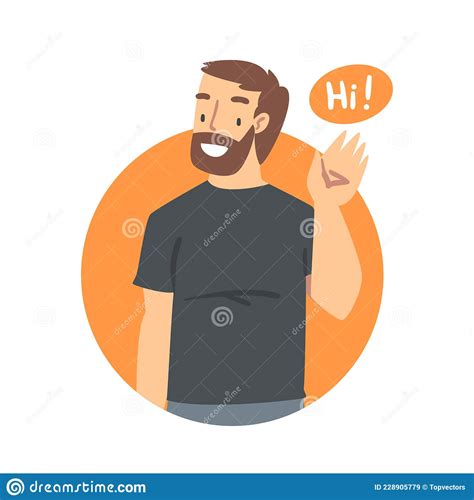 Young Bearded Man Saying Hello And Showing Hand Greeting Gesture Vector