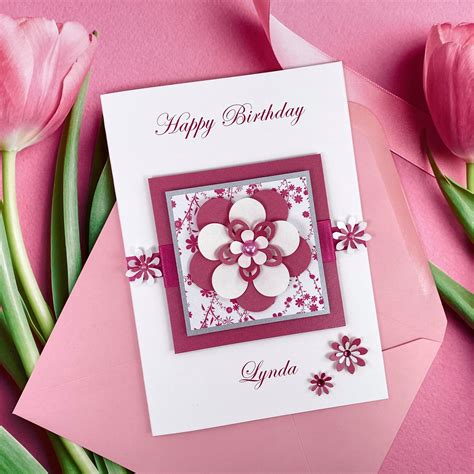 Luxury Handmade Birthday Card Exquisite Flower Handmade Cards Pink