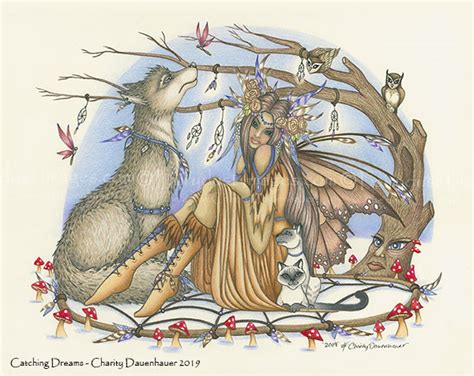Catching Dreams Native America Fairy Art Print By Charity Dauenhauer