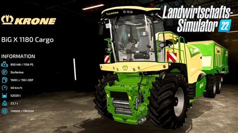 Ls22 Krone Big X 1180 Cargo Modvorstellung Farming Simulator 22