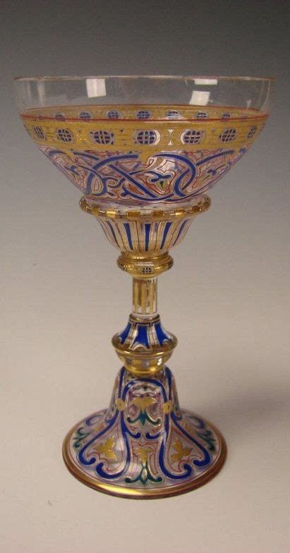 Finest Antique Lobmeyr Enameled Wine Glass Stem 19c Glass Stemware Glass Artwork Glass