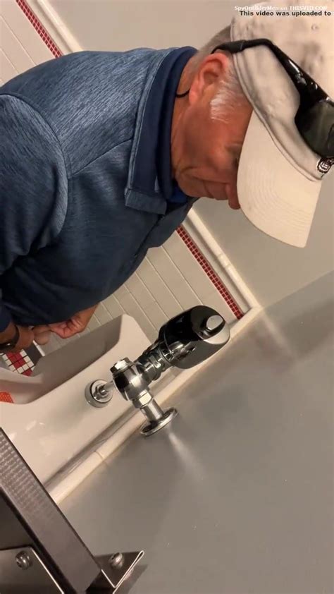 Pissing Big Dick Silver Dad Urinal Spy