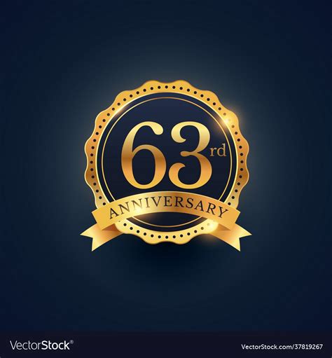 63rd Anniversary Celebration Badge Label Vector Image