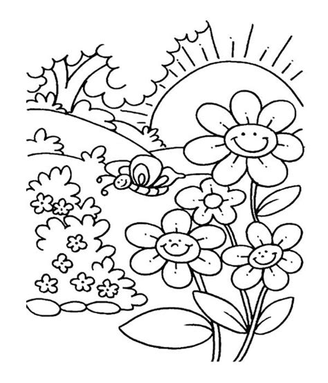 You'd cuddle down into another here's another free coloring page of a summer garden scene, complete with stone wall, shed, wagon wheel, stone path and trees and flowers. Spring Flower In Garden Coloring Pages For Kids | Kids ...