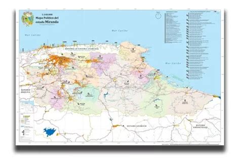 Mapa Político Del Estado Miranda Venezuela Tamaño Gigante En Venta En