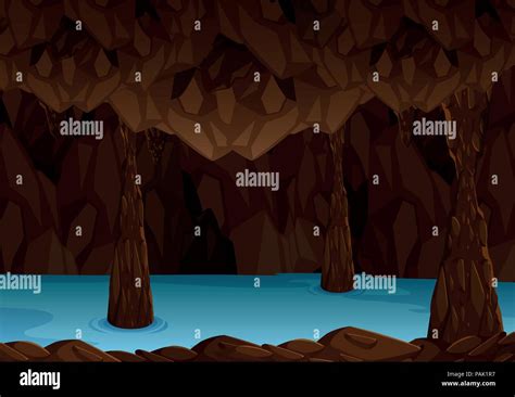 Underground Cave With River Illustration Stock Vector Image And Art Alamy