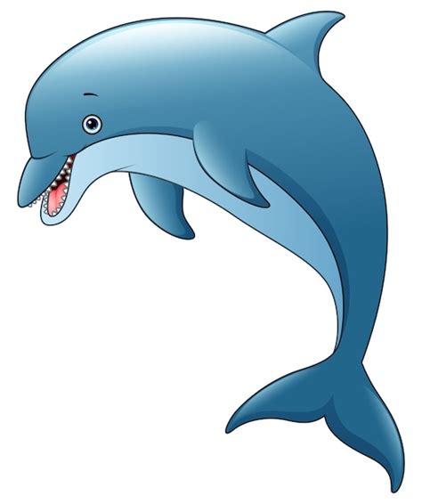 Salto De Dibujos Animados Lindo Delfín Vector Premium