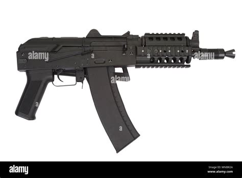 Kalashnikov Ak47 Short With Modern Update Isolated On White Stock Photo