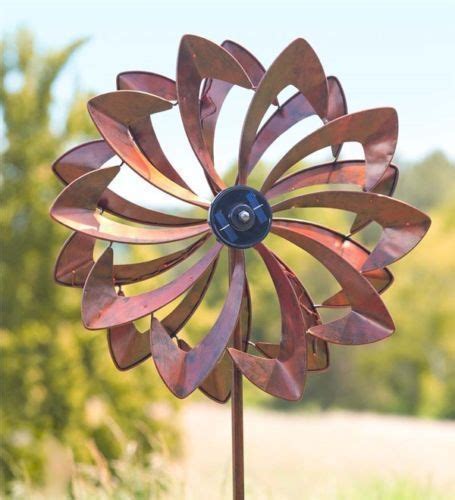 Wind Spinners Yard Garden Windmill Solar Led Flower Metal Outdoor