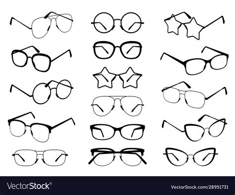 Glasses Silhouettes Modern Eyeglasses Fashion Vector Image