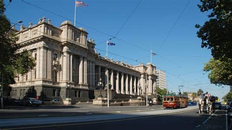 A rotunda (from latin rotundus) is any building with a circular ground plan, and sometimes covered by a dome. Parliament House, Melbourne - Wikipedia