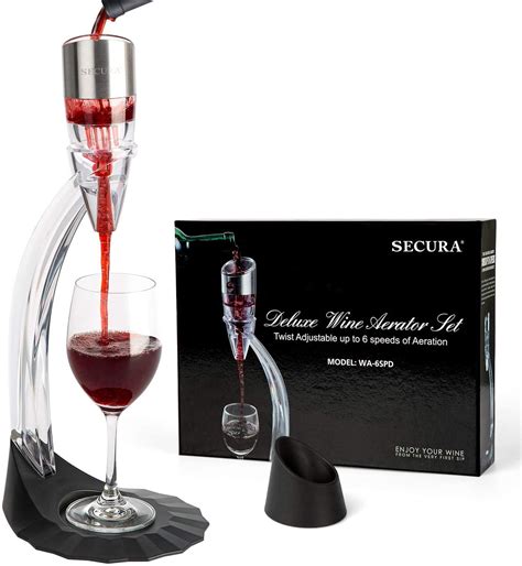 Secura Deluxe Wine Aerator Aerating Pourer Spout And Decanter With 6 Speeds Of Aeration