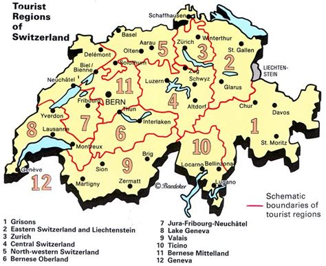 Map Of Tourist Regions Of Switzerland Planetware Switzerland Travel