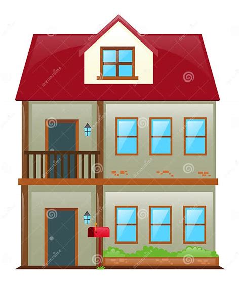 Two Stories House With Red Roof Stock Vector Illustration Of Real