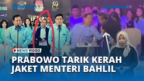 Publik Soroti Aksi Prabowo Tarik Kerah Jaket Menteri Bahlil Saat Debat