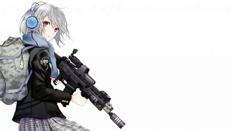 Anime Girls Girl With Headphones Y Gun Anime Headphones Fondos De Pantalla Anime Armas