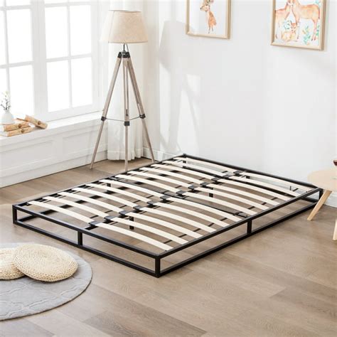 Bed Frame Mecor Metal Platform Wood Slats King Size
