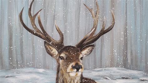 Realistic Deer Stag Acrylic Painting Live Tutorial Deer Painting
