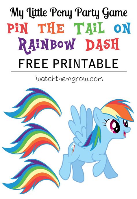 Pin The Tail On Rainbow Dash Free Printable Pony Party