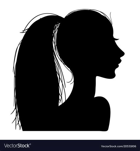 A Silhouettes Head Girls Royalty Free Vector Image
