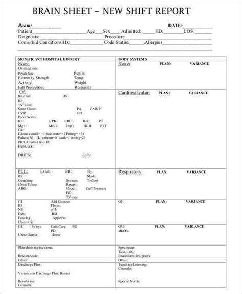 Psychiatric Nursing Report Sheet