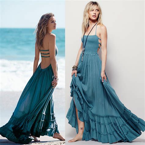 Women Summer Boho Long Maxi Dresses Casual Dots Beach Dress Hippie Bliss