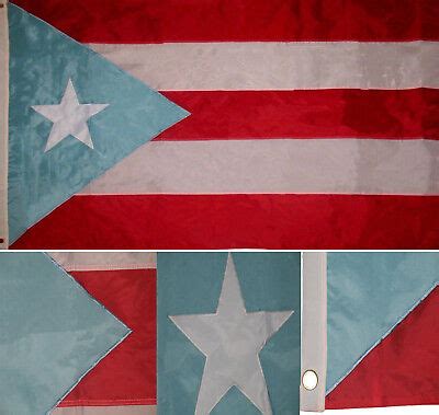 X Embroidered Light Blue Puerto Rico Puerto Rican D S Nylon Flag